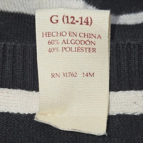 Faded Glory Womens Black & White Striped Cardigan Sweater L (12-14)  Button Fron - Picture 7 of 7